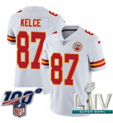 2020 Super Bowl LIV Men Nike Kansas City Chiefs #87 Travis Kelce White Vapor Untouchable Limited Player NFL Jersey