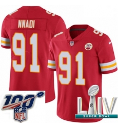 2020 Super Bowl LIV Men Nike Kansas City Chiefs #91 Derrick Nnadi Red Team Color Vapor Untouchable Limited Player NFL Jersey