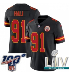 2020 Super Bowl LIV Men Nike Kansas City Chiefs #91 Tamba Hali Limited Black Rush Vapor Untouchable NFL Jersey