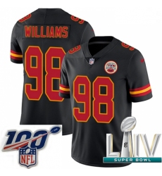 2020 Super Bowl LIV Men Nike Kansas City Chiefs #98 Xavier Williams Limited Black Rush Vapor Untouchable NFL Jersey