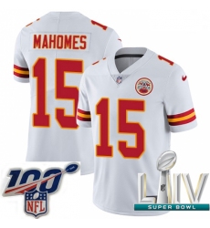 Nike Kansas City Chiefs #15 Patrick Mahomes White 2020 Super Bowl LIV Men Stitched NFL Vapor Untouchable Limited Jersey