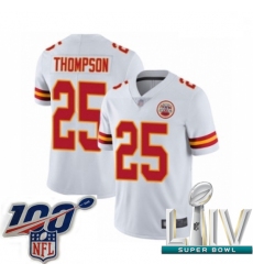 2020 Super Bowl LIV Youth Kansas City Chiefs #25 Darwin Thompson White Vapor Untouchable Limited Player Football Jersey