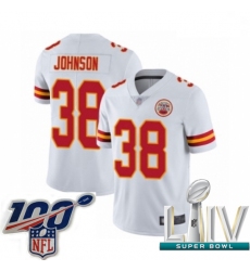 2020 Super Bowl LIV Youth Kansas City Chiefs #38 Dontae Johnson White Vapor Untouchable Limited Player Football Jersey