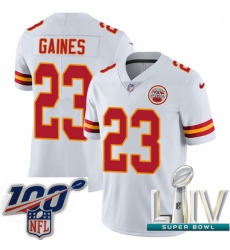 2020 Super Bowl LIV Youth Nike Kansas City Chiefs #23 Phillip Gaines White Vapor Untouchable Limited Player NFL Jersey