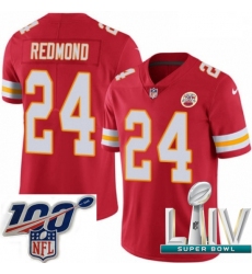 2020 Super Bowl LIV Youth Nike Kansas City Chiefs #24 Will Redmond Red Team Color Vapor Untouchable Limited Player NFL Jersey