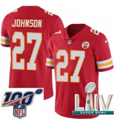2020 Super Bowl LIV Youth Nike Kansas City Chiefs #27 Larry Johnson Red Team Color Vapor Untouchable Limited Player NFL Jersey