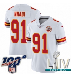 2020 Super Bowl LIV Youth Nike Kansas City Chiefs #91 Derrick Nnadi White Vapor Untouchable Limited Player NFL Jersey