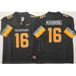 Men Tennessee Volunteers Black #16 Peyton Manning White F U S E Stitched NCAA Jersey
