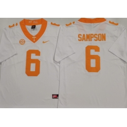 Men Tennessee Volunteers White #6 Dylan Sampson White Stitched NCAA Jersey