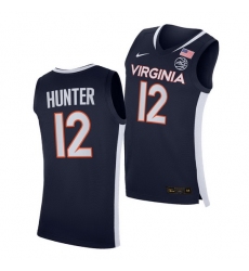 Virginia Cavaliers De'Andre Hunter Virginia Cavaliers Navy Road Secondary Logo Jersey