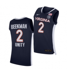 Virginia Cavaliers Reece Beekman Virginia Cavaliers Navy Unity 2021 Road Secondary Logo Jersey