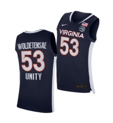 Virginia Cavaliers Tomas Woldetensae Virginia Cavaliers Navy Unity 2021 Road Secondary Logo Jersey