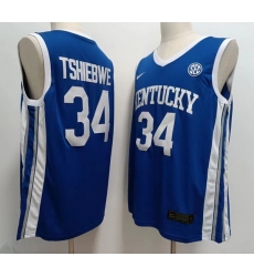 Men Kentucky Wildcats #34 Oscar Tshiebwe Blue College Basketball Jersey