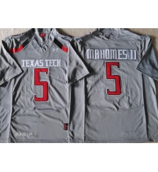 Men Texas Tech Gray Patrick Mahomes #5 Football Stitched Team Jersey