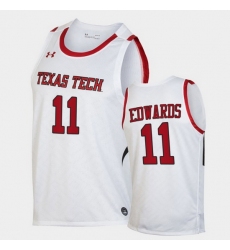 Men Texas Tech Red Raiders Kyler Edwards Replica White Basketball 2020 21 Jersey