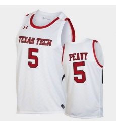 Men Texas Tech Red Raiders Micah Peavy Replica White Basketball 2020 21 Jersey