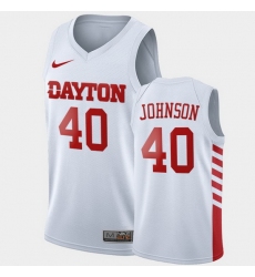 Men Dayton Flyers Chase Johnson College Basketball White Jersey