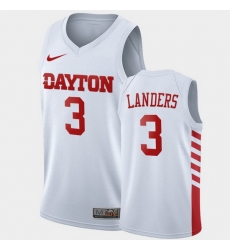 Men Dayton Flyers Trey Landers College Basketball White Jersey