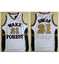 Men Wake Forest Demon Deacons 21 Tim Duncan White College Basketball Jersey
