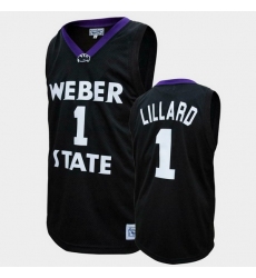 Men Weber State Wildcats Damian Lillard College Basketball Black Jersey