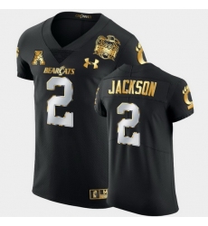 Men Cincinnati Bearcats Jayshon Jackson 2021 Peach Bowl Black Golden Edition Jersey
