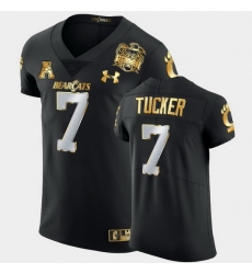 Men Cincinnati Bearcats Tre Tucker 2021 Peach Bowl Black Golden Edition Jersey