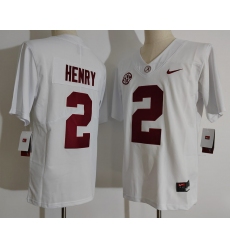 Men Alabama Crimson Tide 2 Derrick Henry White College Football Jersey