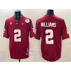 Men Alabama Crimson Tide 2 Ryan Williams Red F U S E  With Patch Stitched Football Jersey