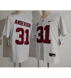 Men Alabama Crimson Tide #31 Keaton Anderson White College Football Jersey
