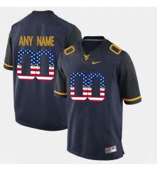Men Women Youth Toddler Custom Blue West Virginia Mountaineers Us Flag Fashion Jersey