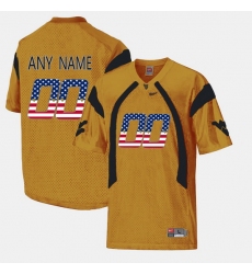Men Women Youth Toddler Custom Gold West Virginia Mountaineers Us Flag Fashion Jersey