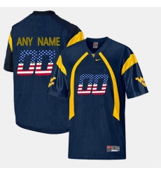 Men Women Youth Toddler Custom Navy Blue West Virginia Mountaineers Us Flag Fashion Jersey