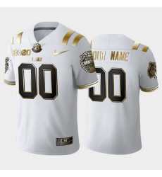 men's custom lsu tigers white golden edition jersey 2020 national champions