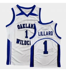 Men Damian Lillard High School Basketball White Jersey