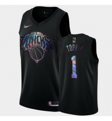 Men New York Knicks Obi Toppin Limited Black Iridescent Holographic Jersey