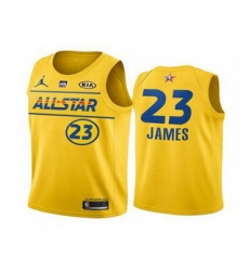 Men 2021 All Star 23 LeBron James Yellow Western Conference Stitched NBA Jersey