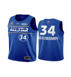 Men 2021 All Star 34 Giannis Antetokounmpo Blue Eastern Conference Stitched NBA Jersey