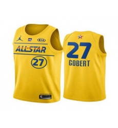 Men 2021 All Star Utah Jazz 27 Rudy Gobert Yellow Stitched NBA Jersey
