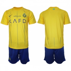 Men Al Nassr Custom 2023 24 Yellow Away Soccer Jersey Suit