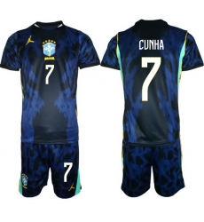 Youth Brazil 2026 FIFA World Cup Blue Away Soccer Jersey CUNHA #7 Youth Brazil 2026 FIFA World Cup Blue Away Soccer Jersey CUNHA #7
