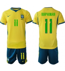 Youth Brazil 2026 FIFA World Cup Yellow Home Soccer Jersey RAPHINHA #11 Green Youth Brazil 2026 FIFA World Cup Yellow Home Soccer Jersey RAPHINHA #11 Green