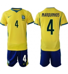 Men Brazil 2026 FIFA World Cup Yellow Home Soccer Jersey MARQUINHOS #4