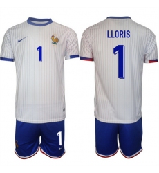 Men France 1 Hugo Lloris White 2024 25 Away Soccer Jersey Suit