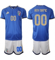Italy Home Blue Soccer Custom Jersey 0021