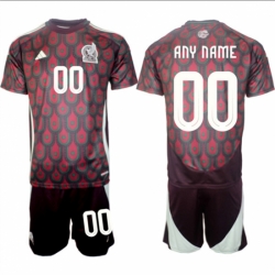 Men Mexico Custom 2024 25 Burgundy Home Soccer Jersey Suit