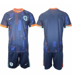 Men Netherlands Custom Navy 2024 25 Away Soccer Jersey Suit