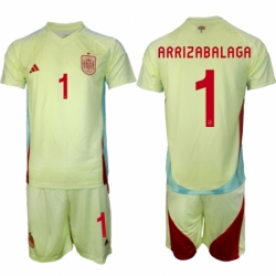 Men Spain Team 7 Alvaro Morata Yellow 2024 Away Soccer Jersey