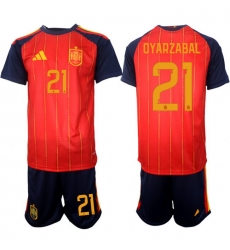 Spain 2026 FIFA World Cup Soccer Jersey Red #21 OYARZABAL