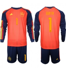 Spain 2026 FIFA World Cup Soccer Jersey Red LONG #1 RAYA Spain 2026 FIFA World Cup Soccer Jersey Red LONG #1 RAYA