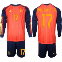 Spain 2026 FIFA World Cup Soccer Jersey Red LONG #17 WILLIAMS JR